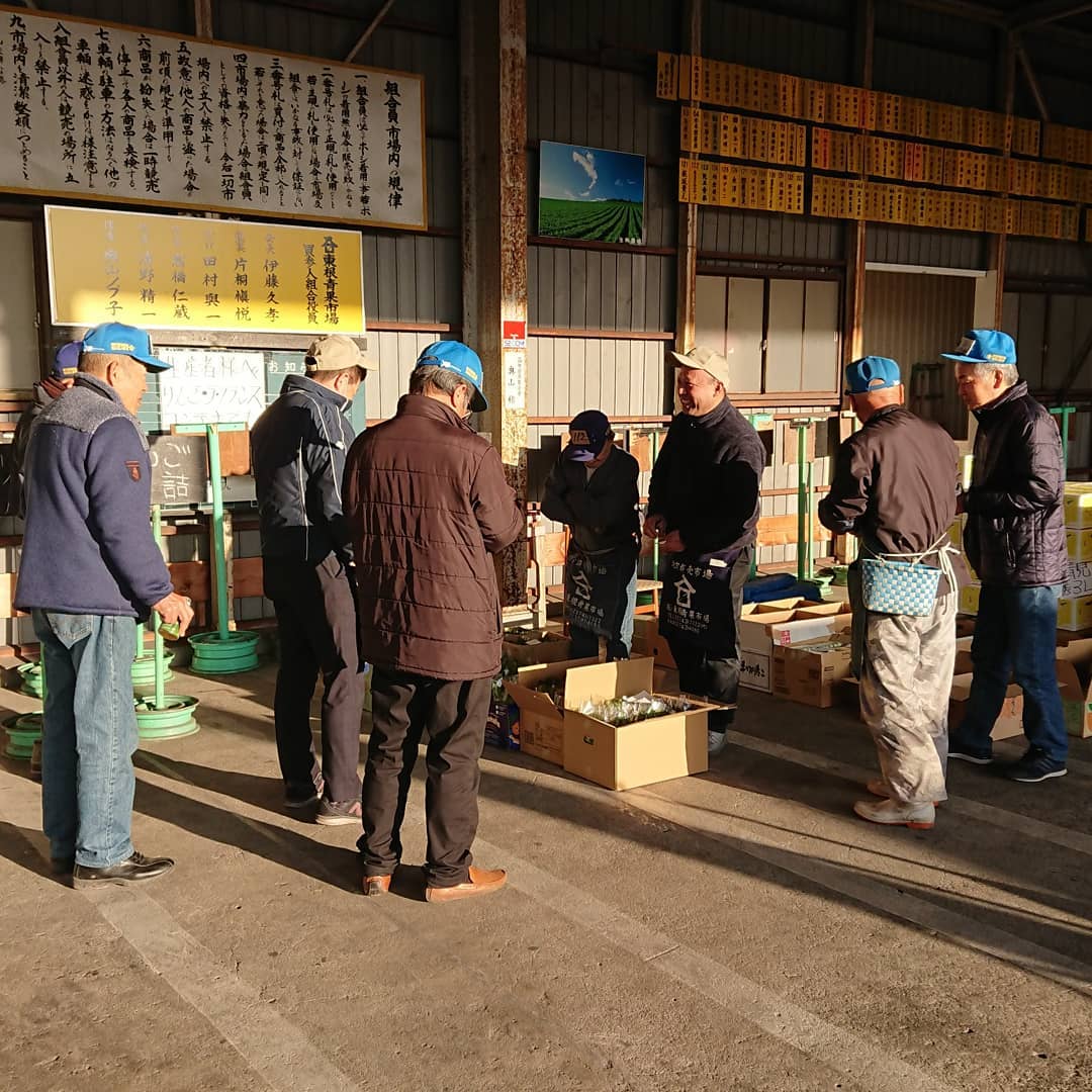 【山形県東根ローカル市場️】
競売は間隔があいています。ていうか人数がいないだけかも。葉ものは「春菊」くらい
山菜が待ち遠しい～️